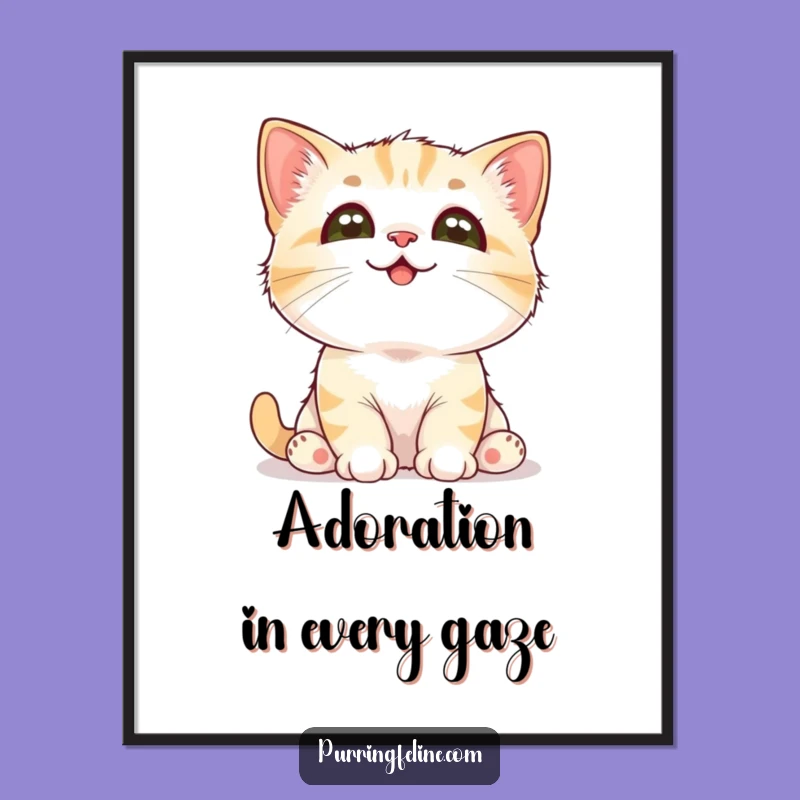 Free Printable Wall Art: Adoring Cat Cub, Sweet Downloadable Decor for Cozy Homes