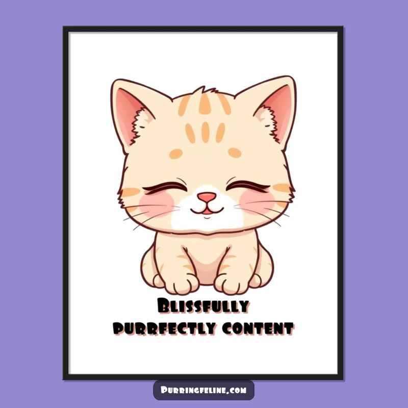 Funny Free Printable Wall Art: Content Cat Cub - Serene & Cozy Decor