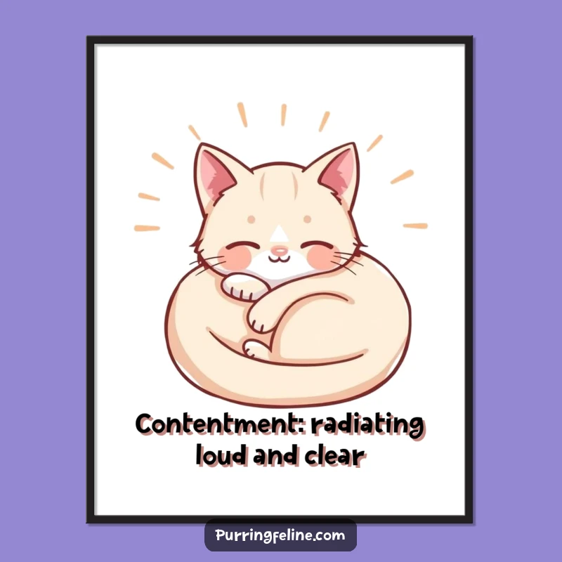 Free Printable Wall Art: Content Cat Radiating Calm and Happiness!
