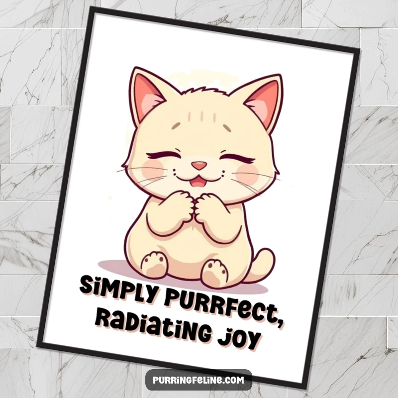 Funny Free Printable Wall Art: A cat purrs, radiating a gentle, warm, and comforting golden glow.