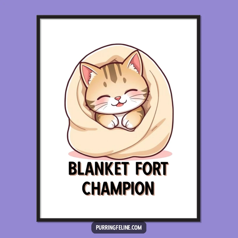 Funny Free Printable Wall Art: Cozy Burrowing Cat, Adorable Downloadable Decor for Any Room