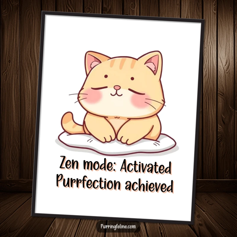 Funny Free Printable Wall Art: A mellow cat peacefully basking in a quiet, serene moment, radiating calm and relaxation.