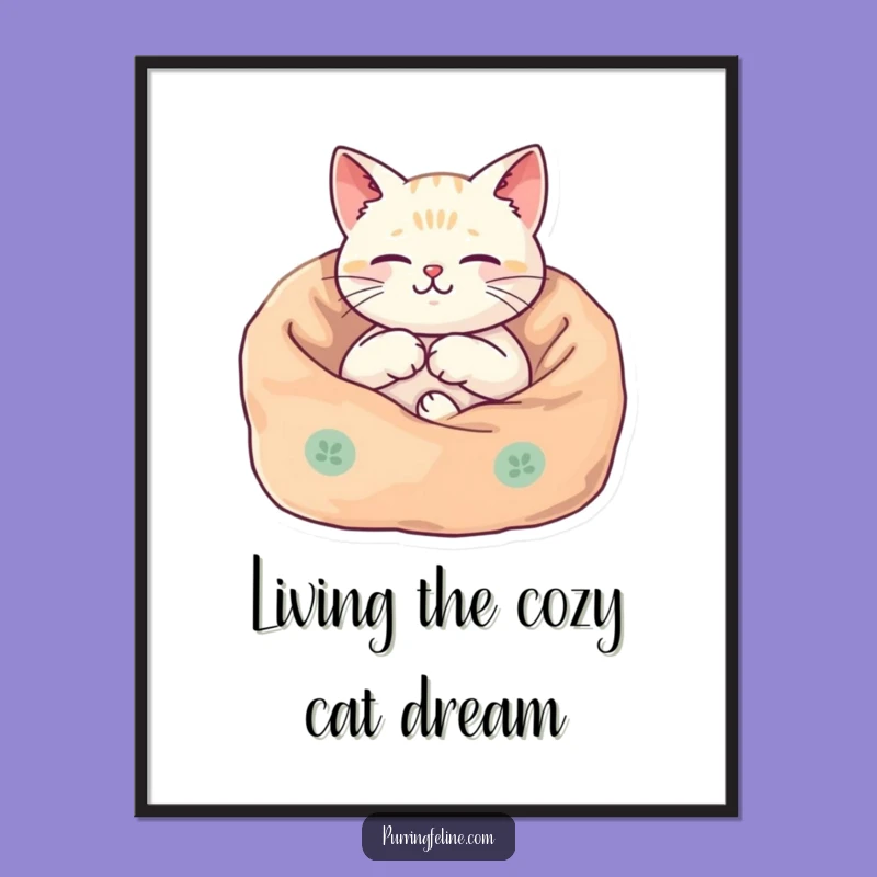 Free Printable Wall Art: Cozy Cat Vibrating with Ultimate Comfort and Joy!