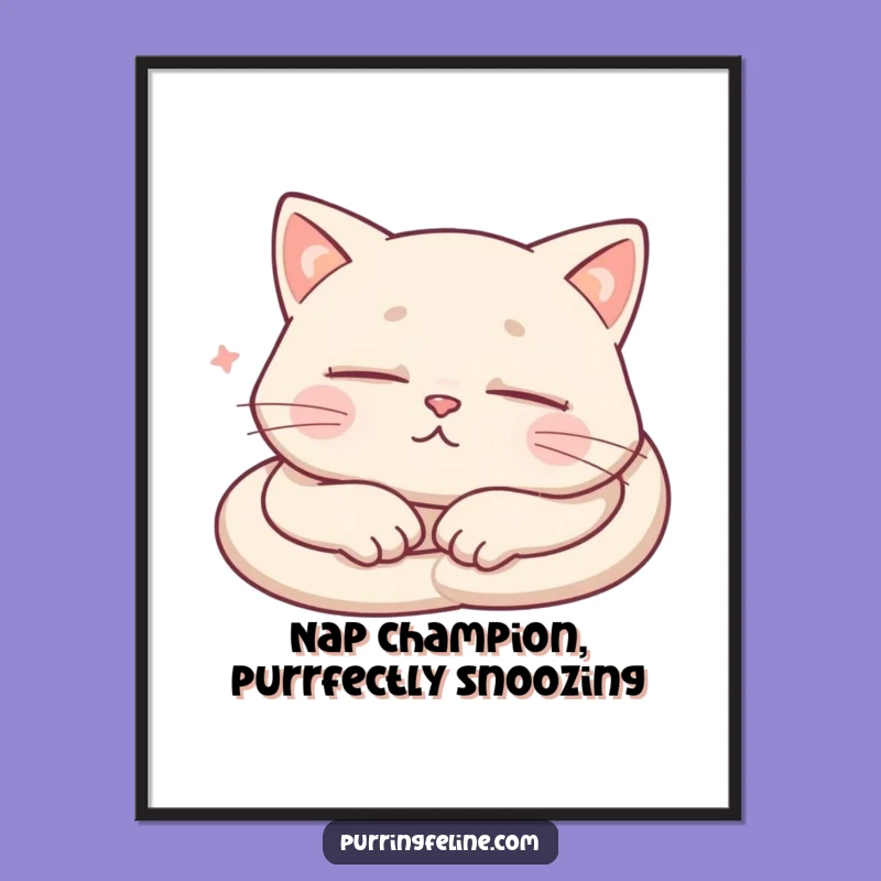 Free Printable Peaceful Cat Wall Art: Sleepy Purrs Downloadable Decor