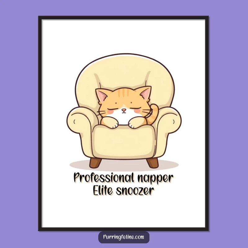 Free Printable Wall Art: Sleepy Cat Cozy Funny Downloadable Art!