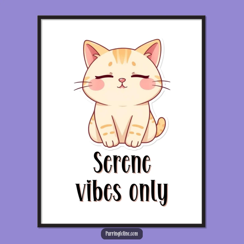 Funny Free Printable Wall Art: Content Cat Bliss Downloadable Decor