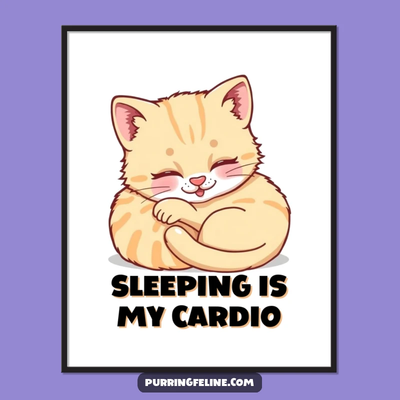 Free Printable Wall Art: Cozy Purring Cat Cub Doodad, Relaxing Feline Downloadable Art