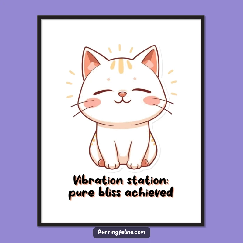Free Printable Wall Art: Content Cat Vibrating with Pure Joy and Serenity!
