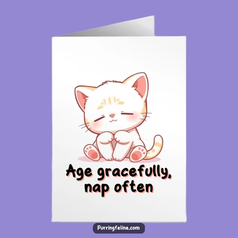 Free Printable Birthday Card: Peaceful Swaying Cat Cub Funny Downloadable Gift