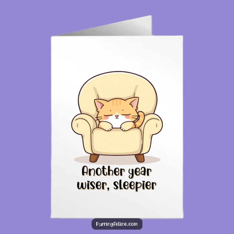 Free Printable Birthday Card: Sleepy Cat Nap Funny Downloadable Gift!