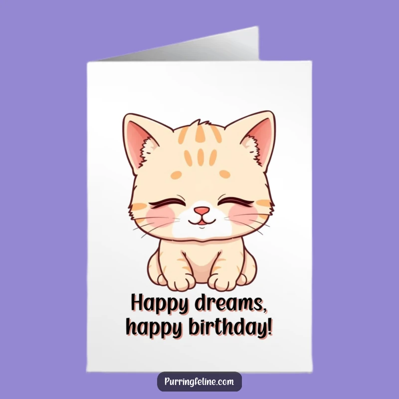 Free Printable Birthday Card: Content Cat Cub - Peaceful Downloadable Gift