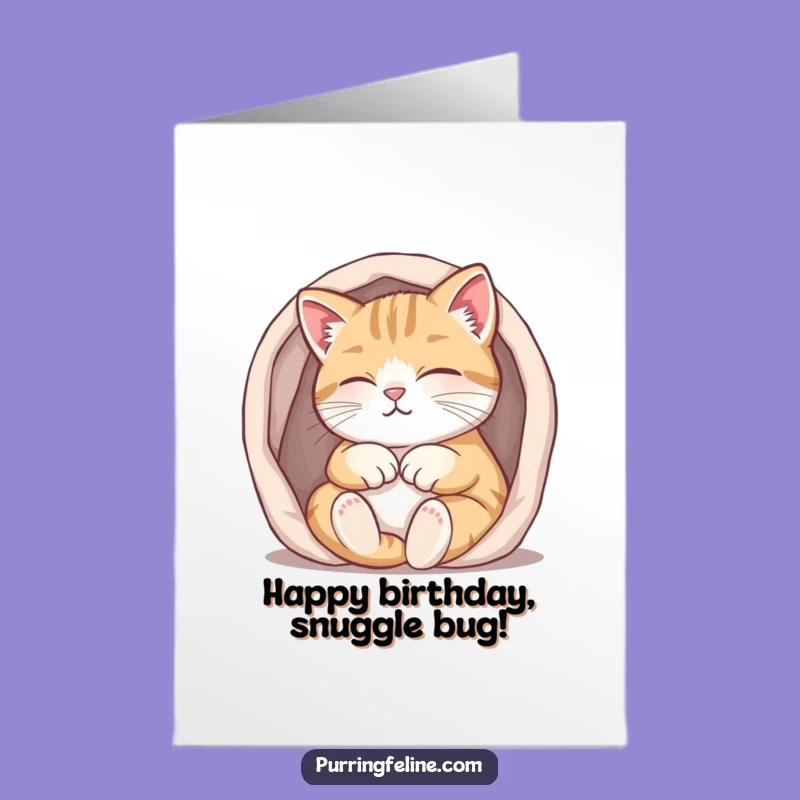 Free Printable Birthday Card: Purring Cat Cozy! Warm DIY Gift for Cat Lovers