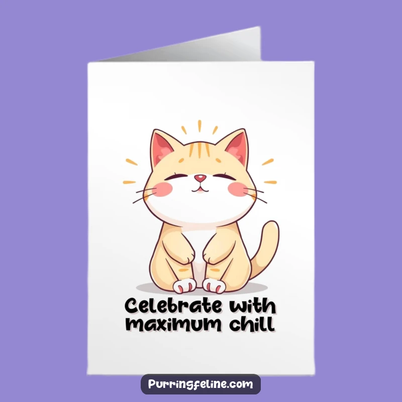 Free Printable Congrats Card: Peaceful Cat Hum, Relaxed Humor for Your Achievements