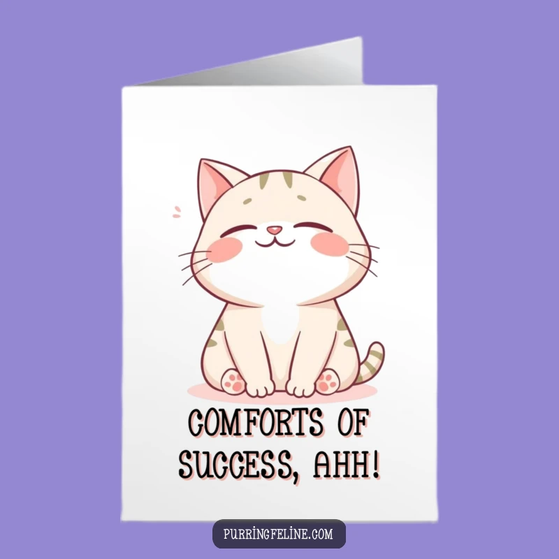 Free Printable Congrats Card: Happy Cat Sighing, Relaxed Downloadable Greeting