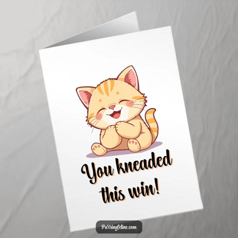 Funny Free Printable Congratulations Card: A cat cub completely absorbed in the joy of blissful kneading.