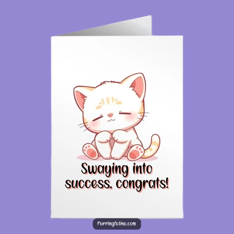 Free Printable Congrats Card: Peaceful Swaying Cat Cub, Serene Downloadable Art