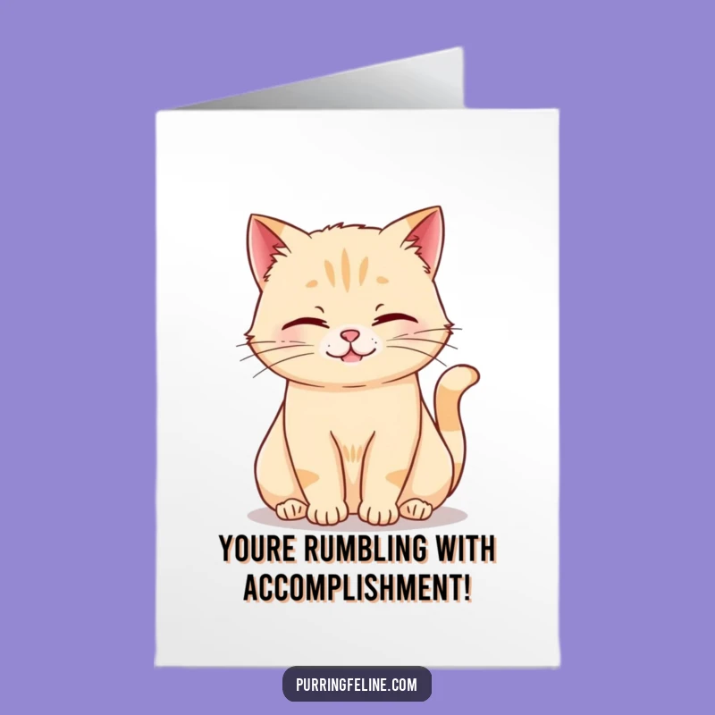 Free Printable Congrats Card: Relaxed Cat Rumble Funny Downloadable Gift