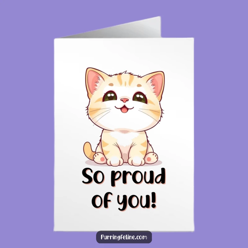 Free Printable Congrats Card: Adoring Cat Cub, Sweet Downloadable Celebration Art