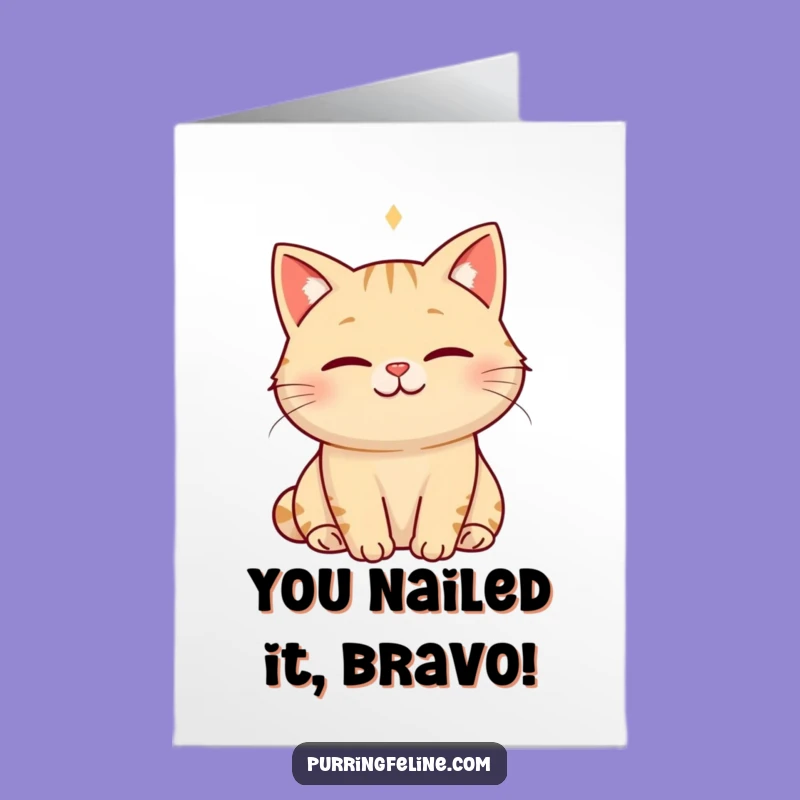 Free Printable Congrats Card: Serene Cat Hum - Joyful Downloadable Gift