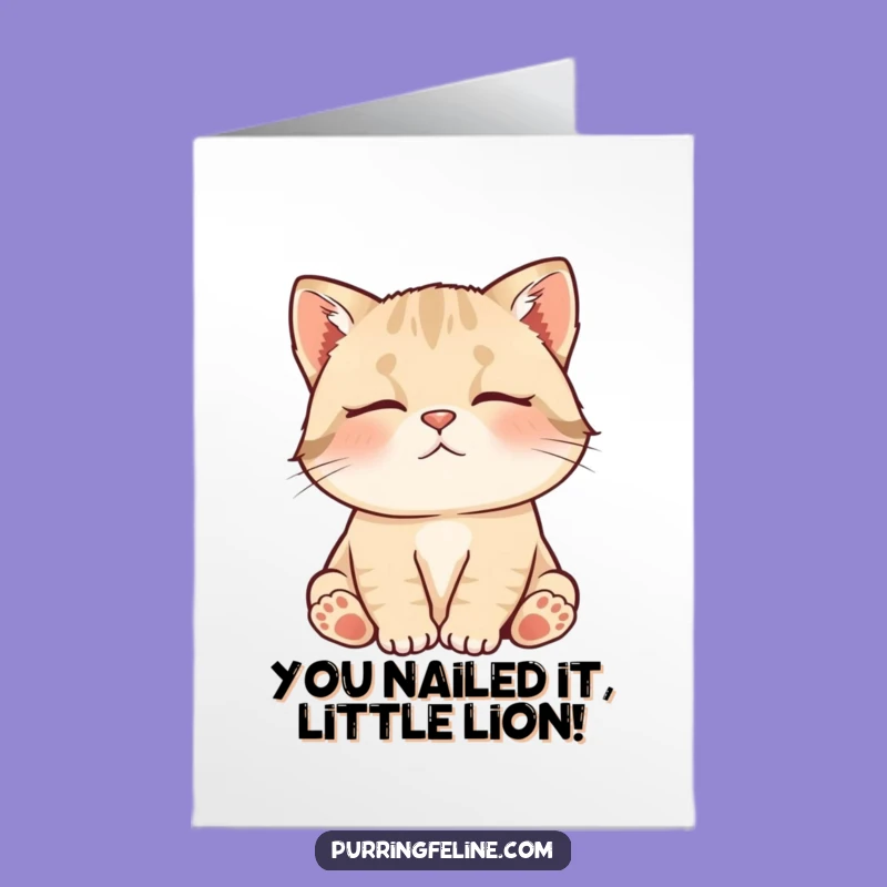 Free Printable Congrats Card: Contented Cat Cub Vibes Funny Downloadable Gift