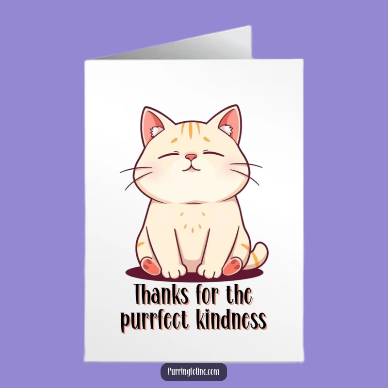 Free Printable Purring Cat Thank You Card Funny Downloadable Gift Expressing Gratitude