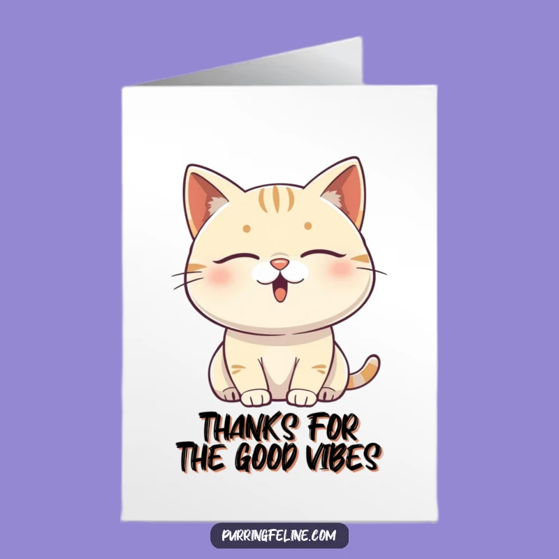 Free Printable Thank You Card: Content Cat Vibe Funny Downloadable Gift