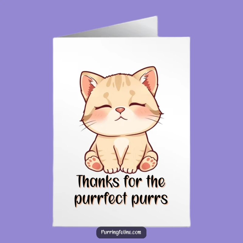Free Printable Thank You Card: Contented Cat Cub Gratitude Funny Downloadable Gift