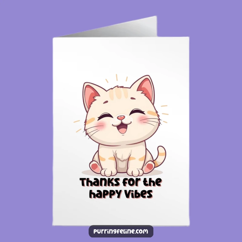 Free Printable Thank You Card: Happy Cat Cub Vibes Funny Downloadable Gift