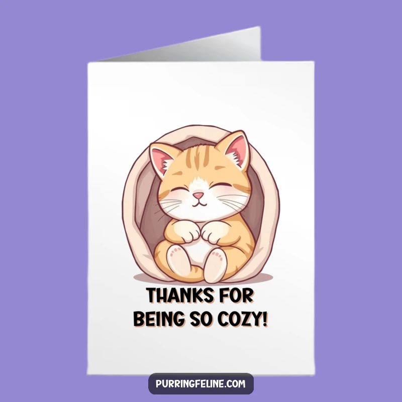 Free Printable Thank You Card: Purring Cat Cozy! Warm DIY Gift