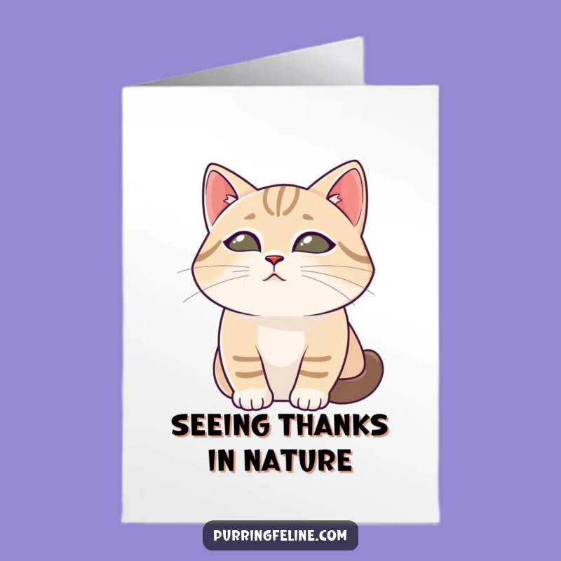 Free Printable Thank You Card: Tranquil Cat Observing, Gentle Downloadable Appreciation