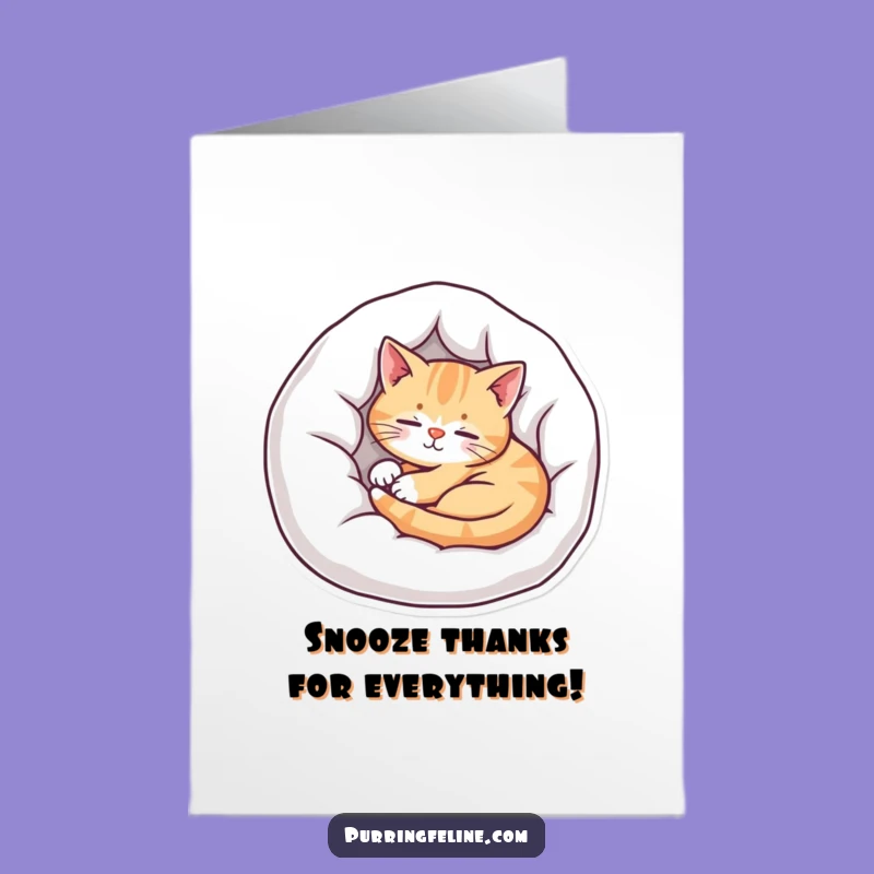Free Printable Thank You Card: Cozy Cat Resting, Sweet Downloadable Humorous Greeting