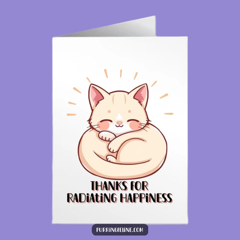 Free Printable Thank You Card: Cat Radiating Gratitude and Peace!