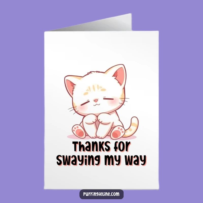 Free Printable Thank You Card: Peaceful Swaying Cat Cub, Calm Downloadable Art