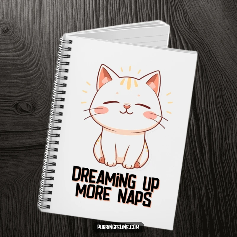 Funny Notebook with a contented cat emitting peaceful vibes, perfect for jotting down notes, ideas, or cat-themed thoughts.