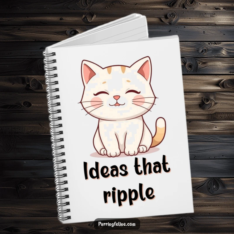 Funny Notebook: A cat’s gentle purr creating a visual ripple effect, perfect for journaling and creative inspiration.