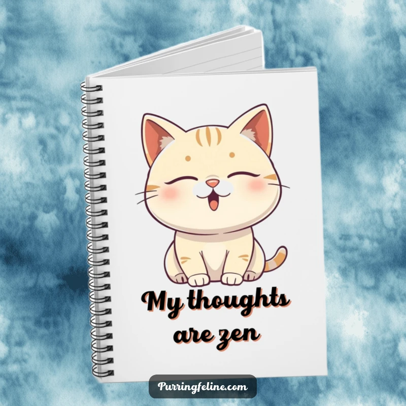 Funny content cat notebook featuring a serene cat vibrating with subtle, peaceful energy, perfect for jotting down calm thoughts.