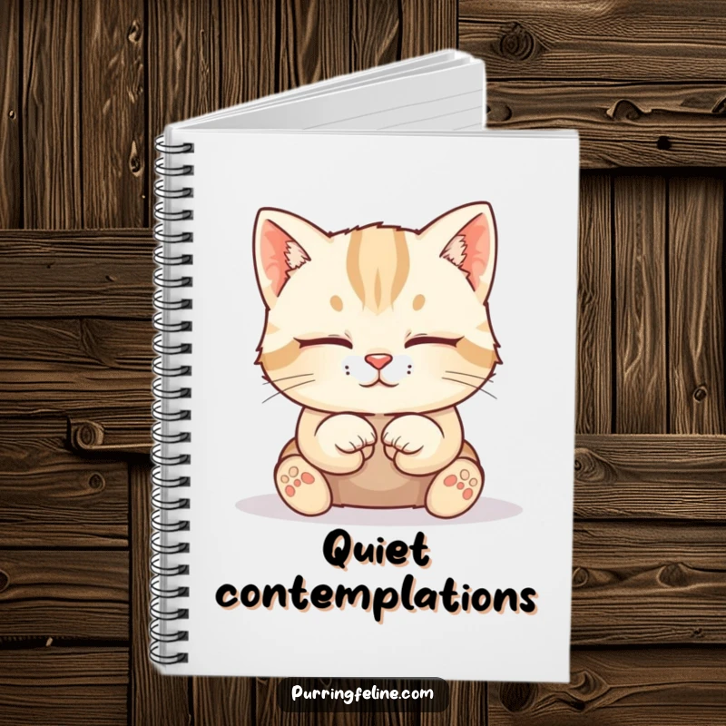 Funny Cat Notebook: A calm cat cub sits with paws tucked neatly, a serene cover for jotting down thoughts and quiet reflections.