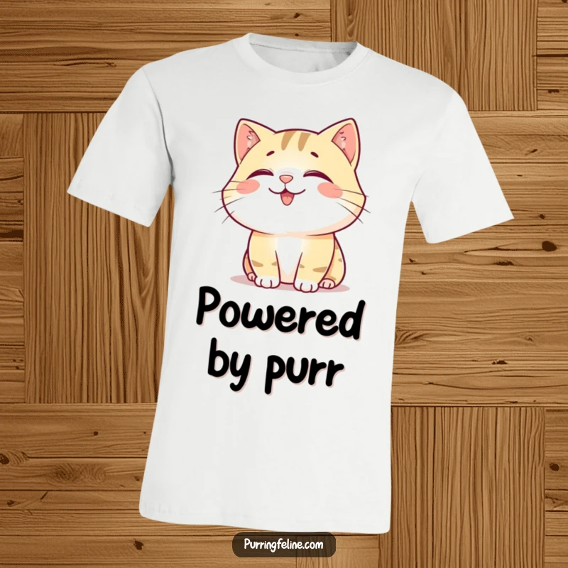 Funny T-Shirt: A happy, content cat emitting a soft rumble, symbolizing inner peace and joyful contentment.