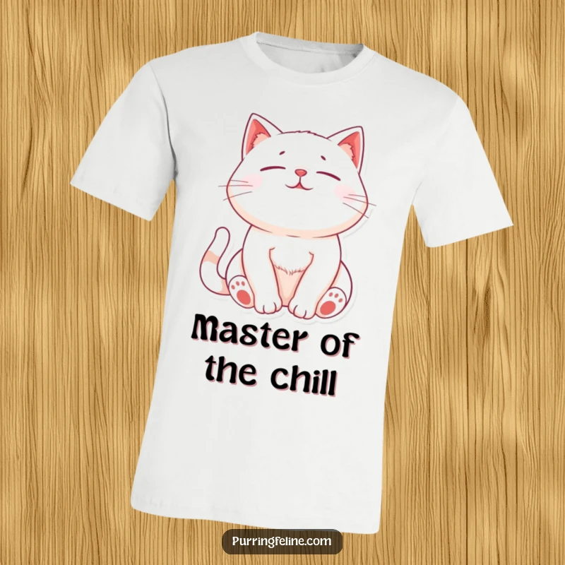 Funny Relaxed Cat T-Shirt: A comfortable cat with its chest gently rising and falling, embodying quiet purrs.