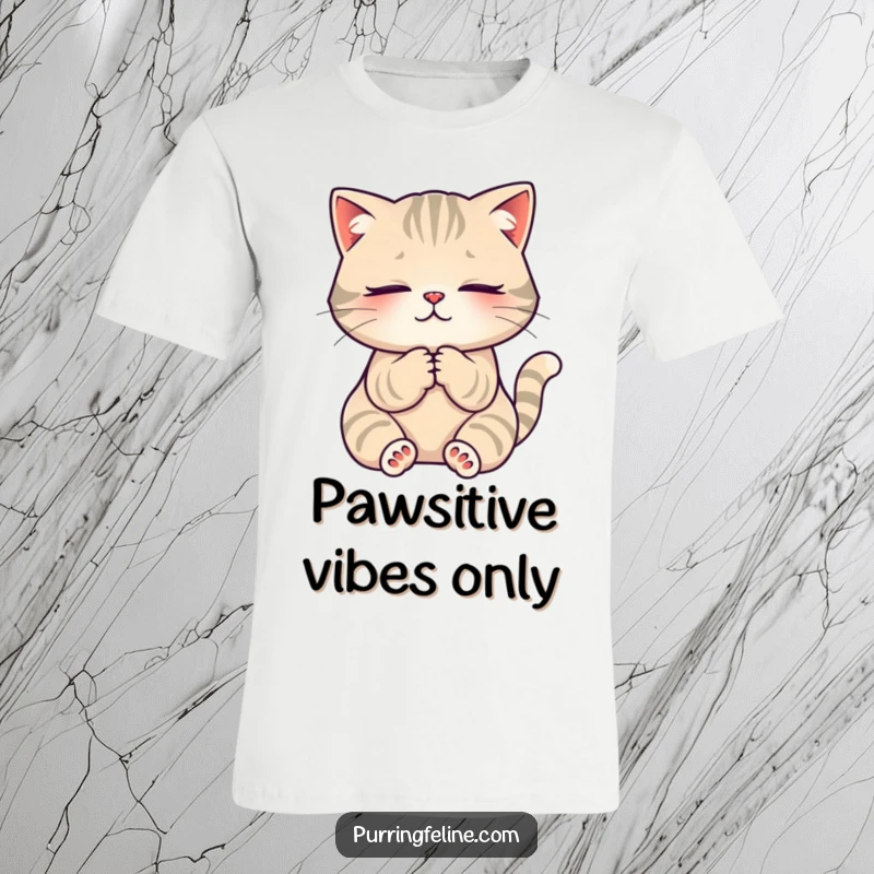 Funny T-Shirt: A content cat kneading its paws with a serene face, a symbol of ultimate relaxation and joy.