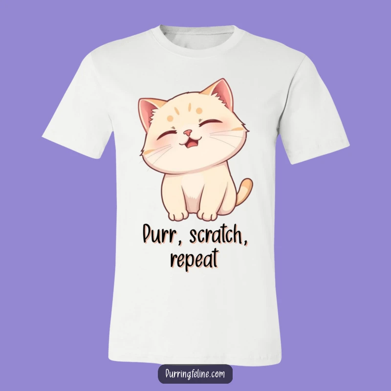 Purring Cat Scratch T-Shirt - Funny Gift for Maximum Petting Enjoyment