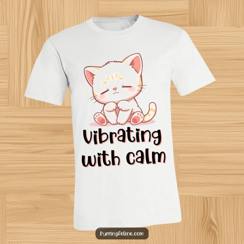 Funny Peaceful Cat Cub T-Shirt - a tranquil kitten swaying softly, radiating an aura of peace and gentle movement.