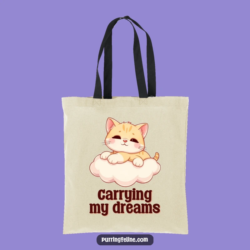 Funny Tote Bag: Relaxed Cat Cub on Cloud - Carry Your Dreams!
