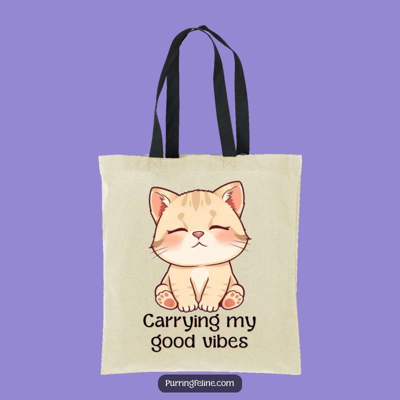Funny Contented Cat Cub Murmuring Tote Bag - Stylish & Humorous Accessory