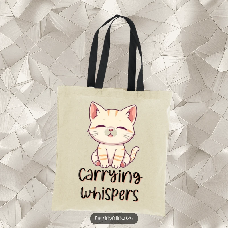 Funny Cat Tote Bag: A composed cat cub listens intently with focused ears, a serene and practical bag for carrying essentials.