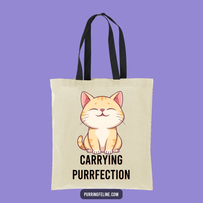 Funny Purring Cat Tote Bag - Carry Your Calm with Hilarious Style