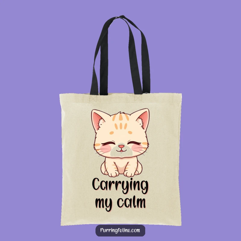 Funny Tote Bag: Content Cat Cub - Carry Your Calm & Smiles!
