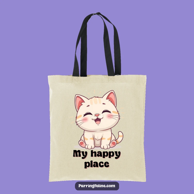 Funny Happy Cat Cub Vibrations Tote Bag - Carry Good Vibes Humorously