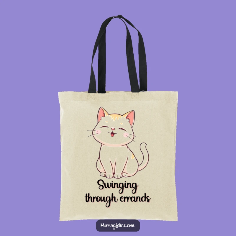Funny Purring Cat Tote Bag: Charming Gift for Cat Owners Who Love Swaying Tails